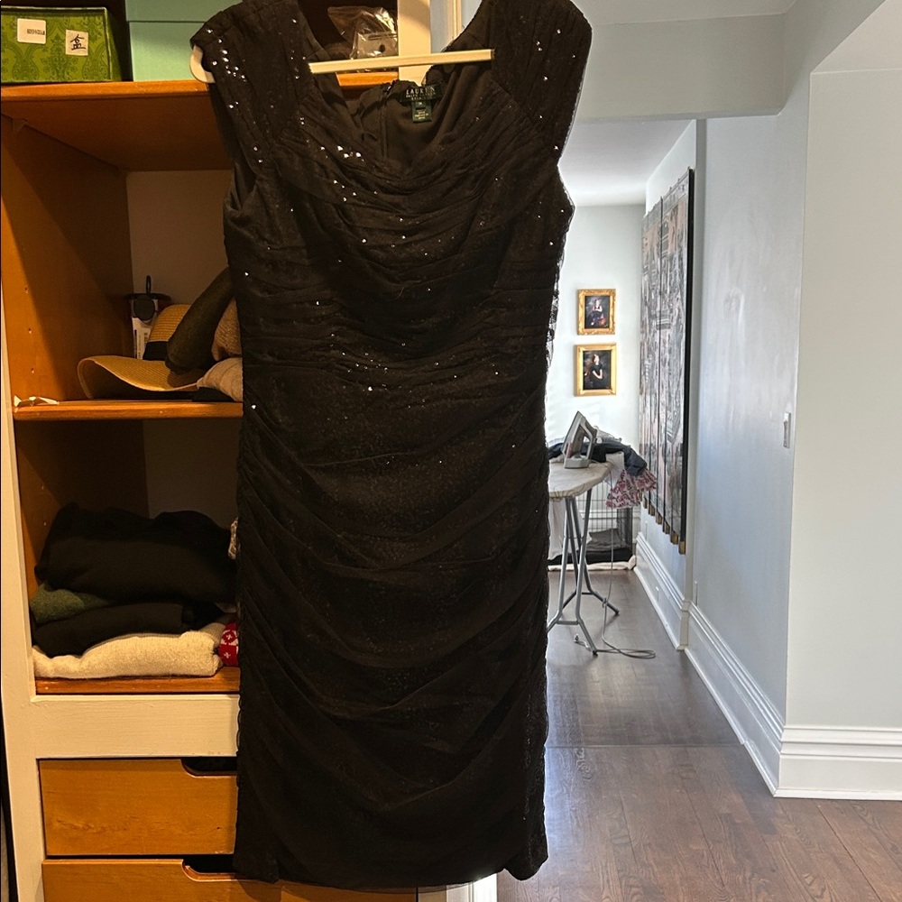 Lauren Ralph Lauren Black Sequin Knee Length Dress